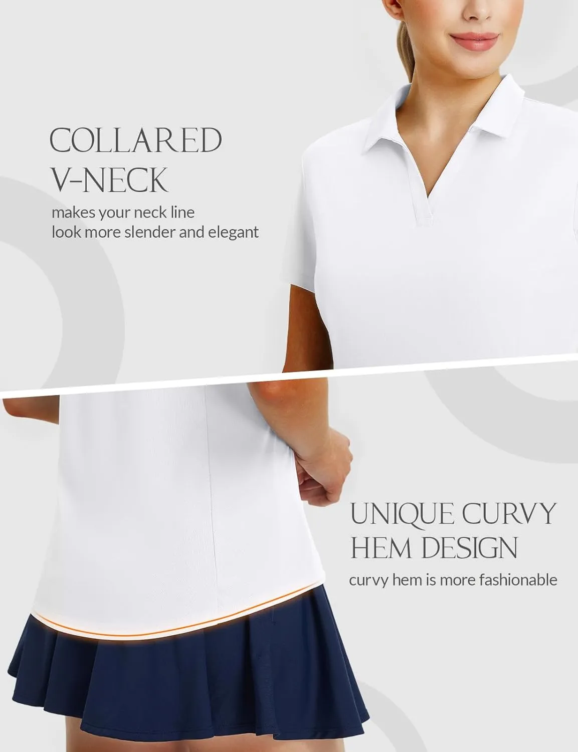baleaf Women's Golf Shirts Polo Collared V Neck Shorts Sleeve Tennis Shirt Lightweight Quick Dry UPF50 