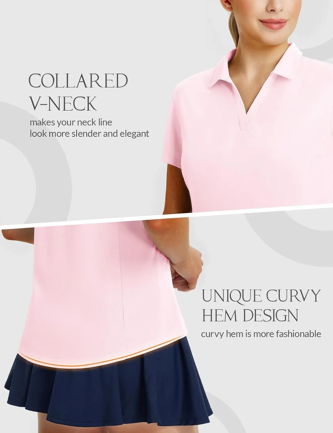 baleaf Women's Golf Shirts Polo Collared V Neck Shorts Sleeve Tennis Shirt Lightweight Quick Dry UPF50 