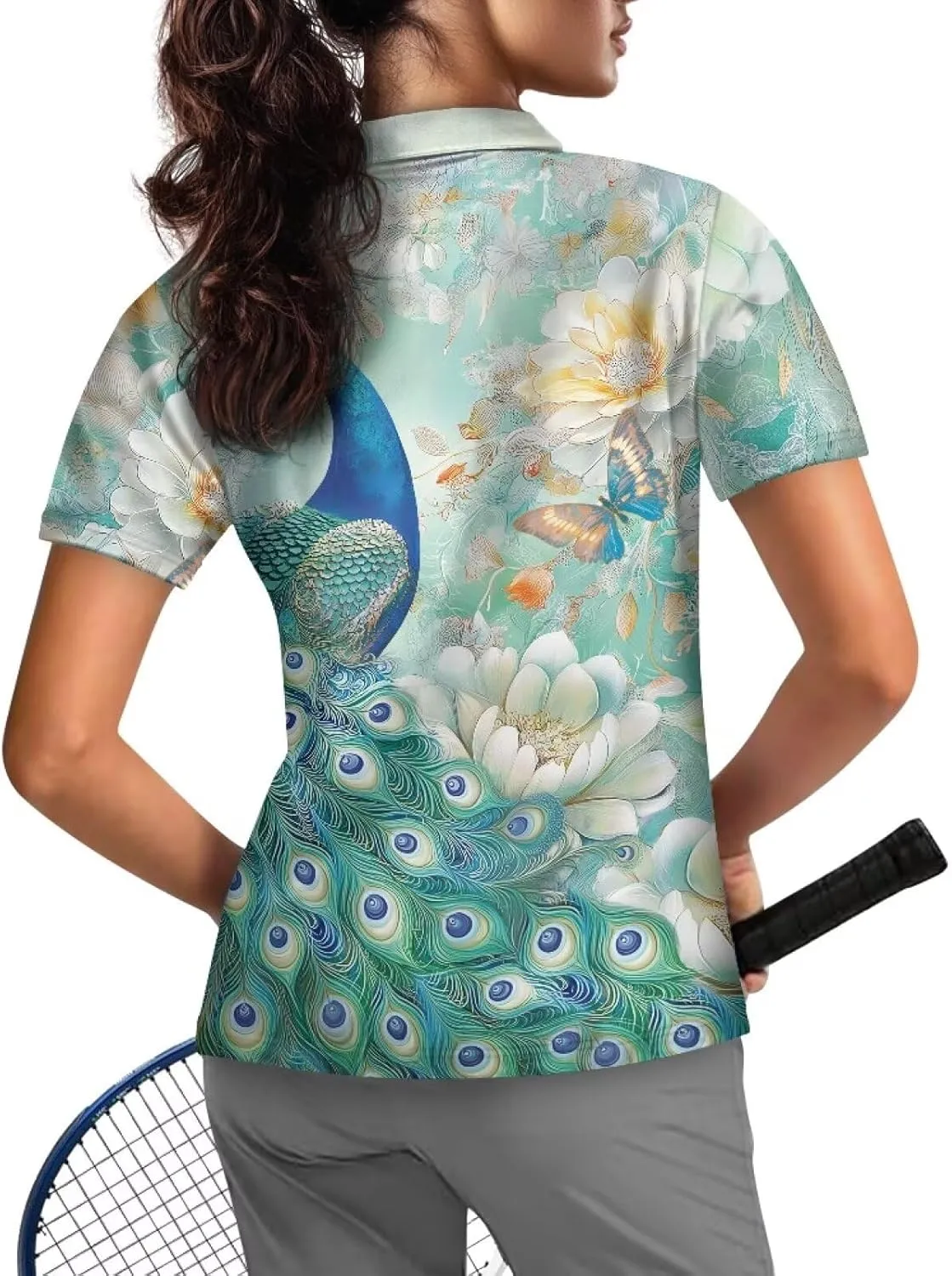 Biyejit Womens Golf Polo Shirts 1/4 Zip Up Short Sleeve Quick Dry Workout Tops Sun Protection Tennis Shirts Slim Fit