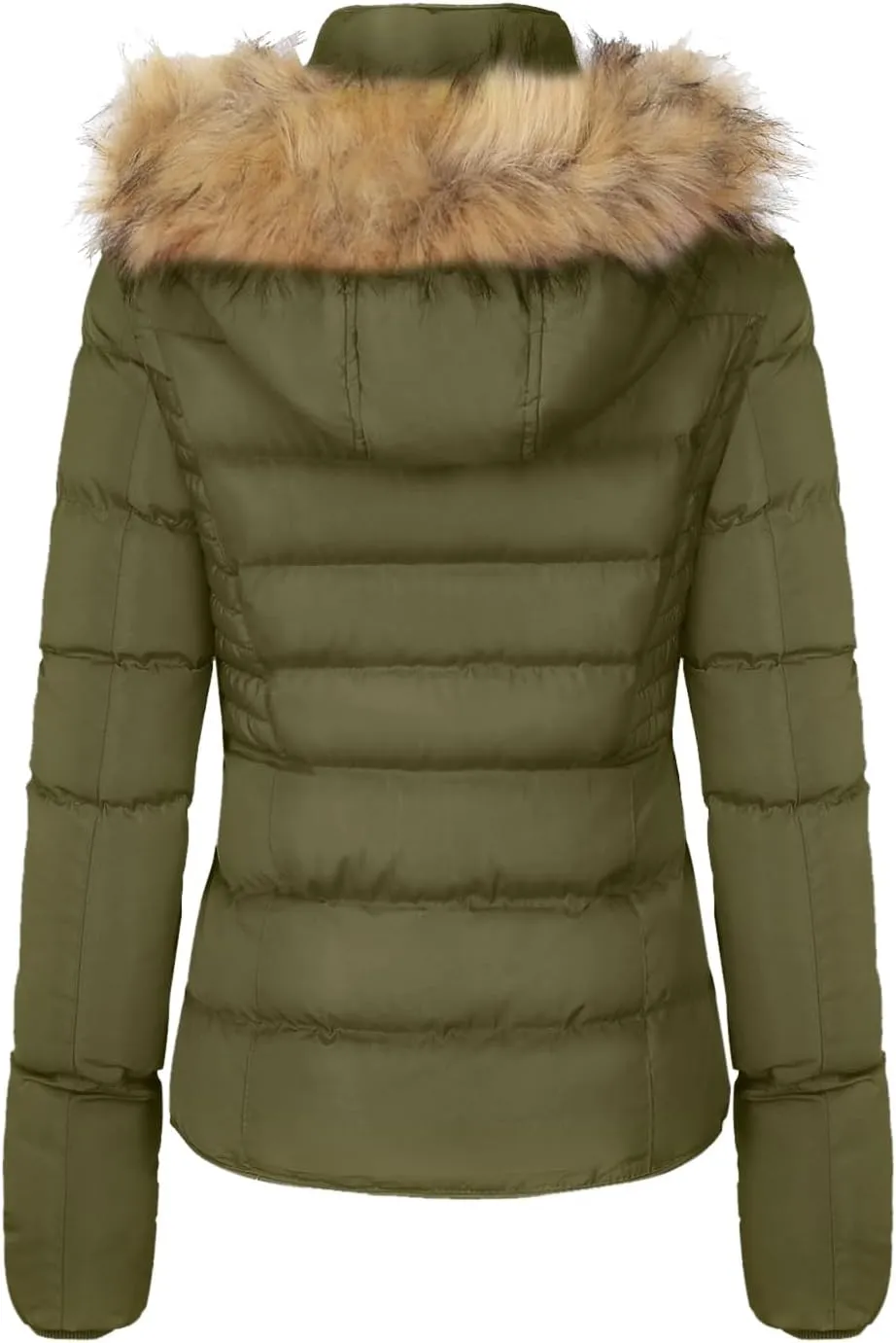 BodiLove Thickened Winter Puffer Jacket with Removable Faux Fur Hood Fleece Lining