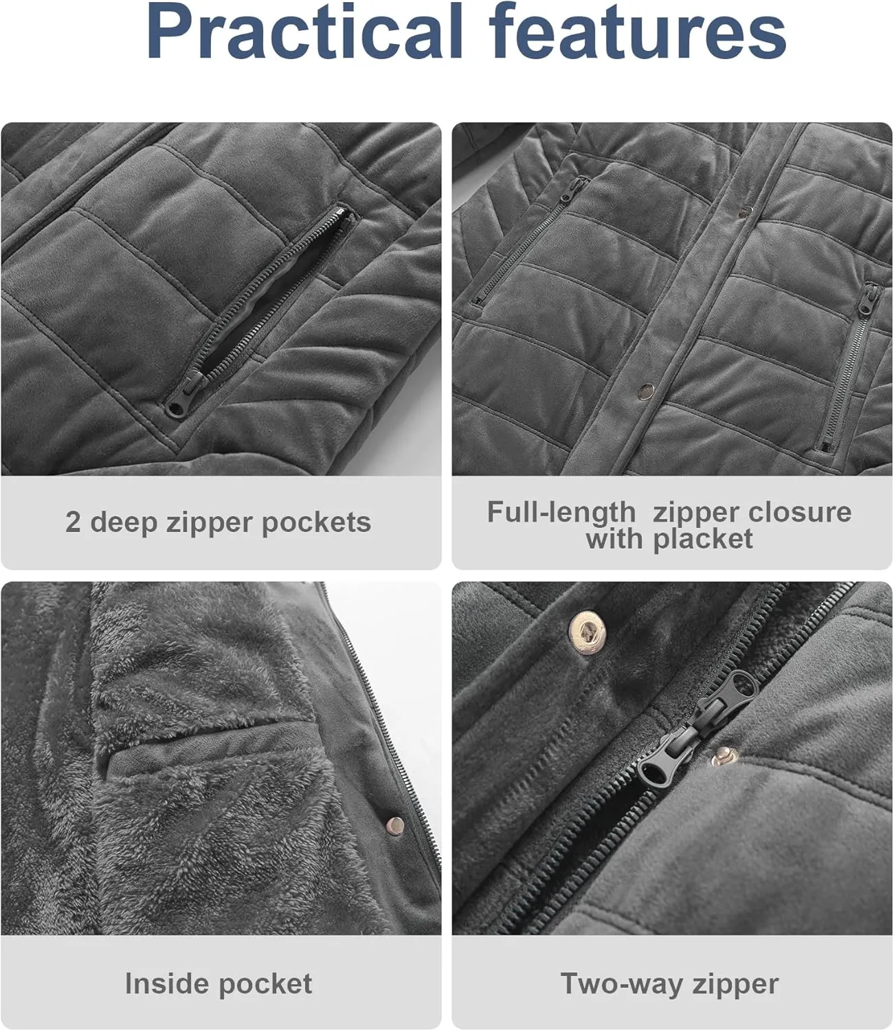 Chrisuno Women's Warm Winter Coat Velvet Puffer Jacket Quilted Faux Fur Hood