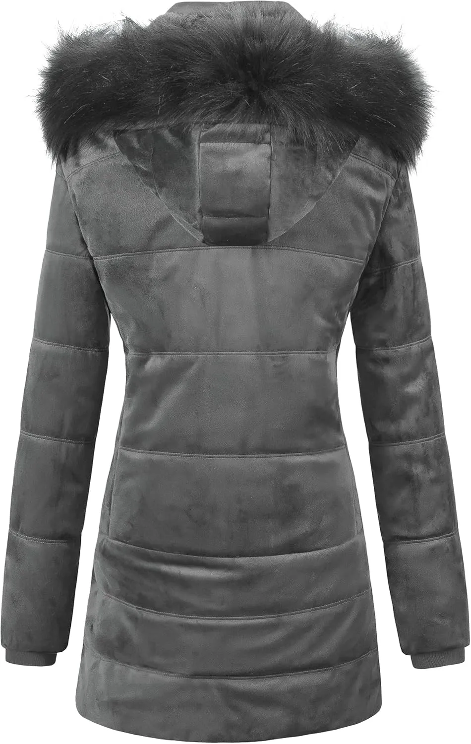 Chrisuno Women's Warm Winter Coat Velvet Puffer Jacket Quilted Faux Fur Hood