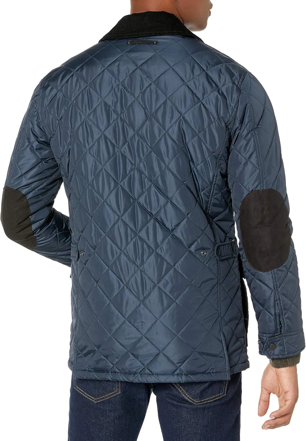 Cole Haan Men's Quilted Nylon Barn Jacket with Corduroy Details
