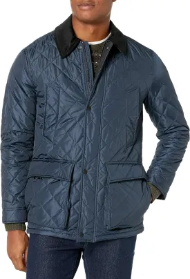 Cole Haan Men's Quilted Nylon Barn Jacket with Corduroy Details