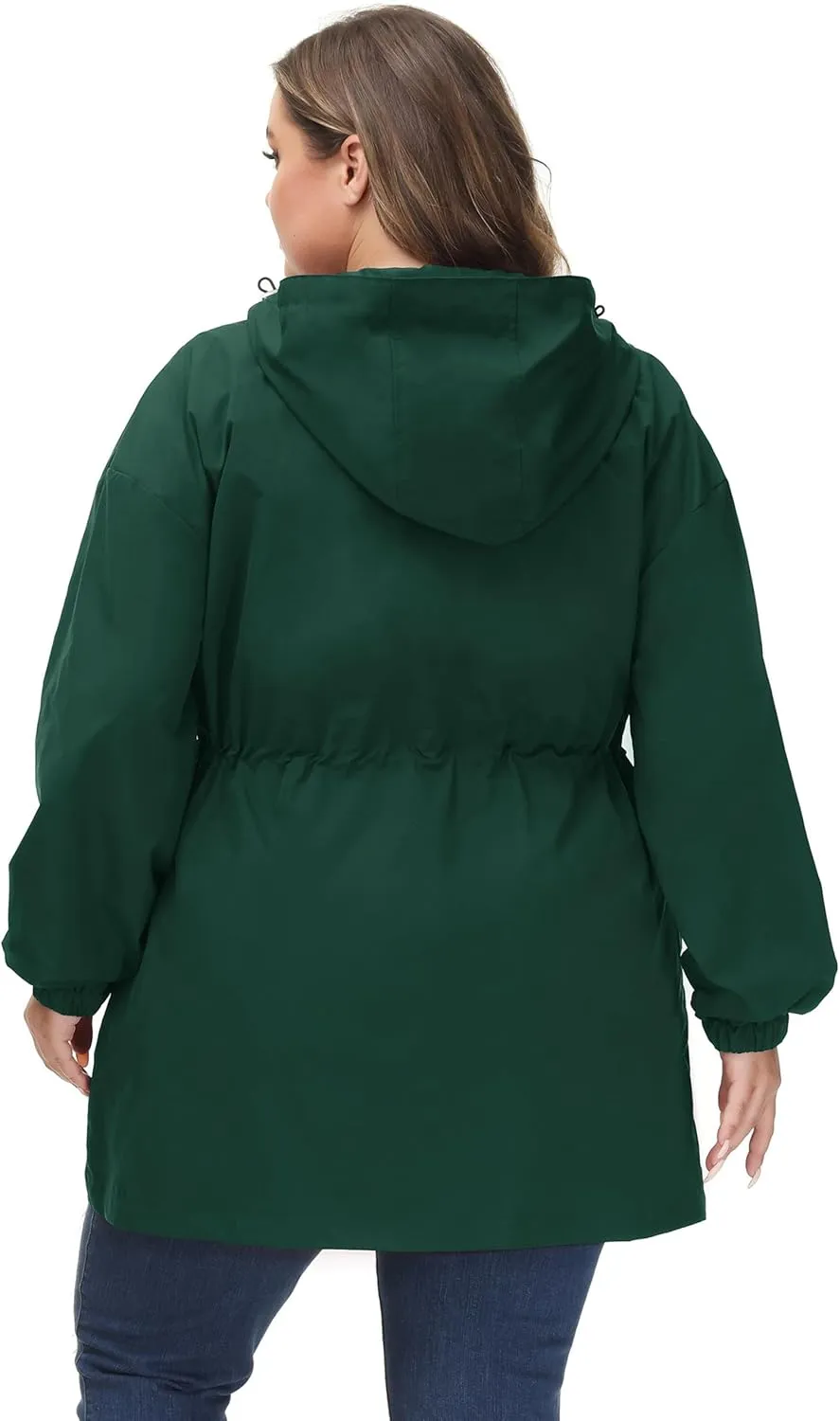 Hanna Nikole Women's Plus Size Long Hooded Raincoat Lightweight Waterproof Windbreaker Jacket