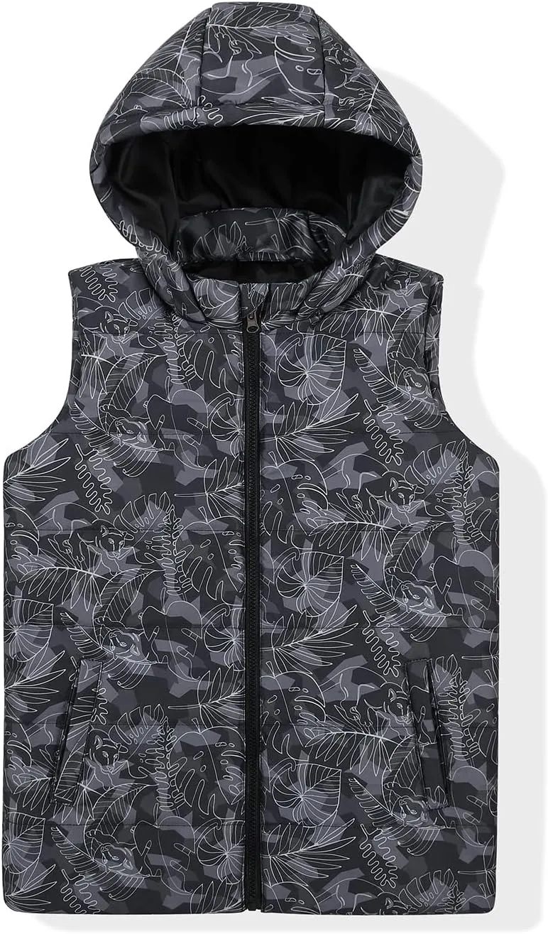 JOYSON Boys Sleeveless Puffer Vest Lightweight Padded Jacket Quilted Hooded Outwear Zipper Waistcoat