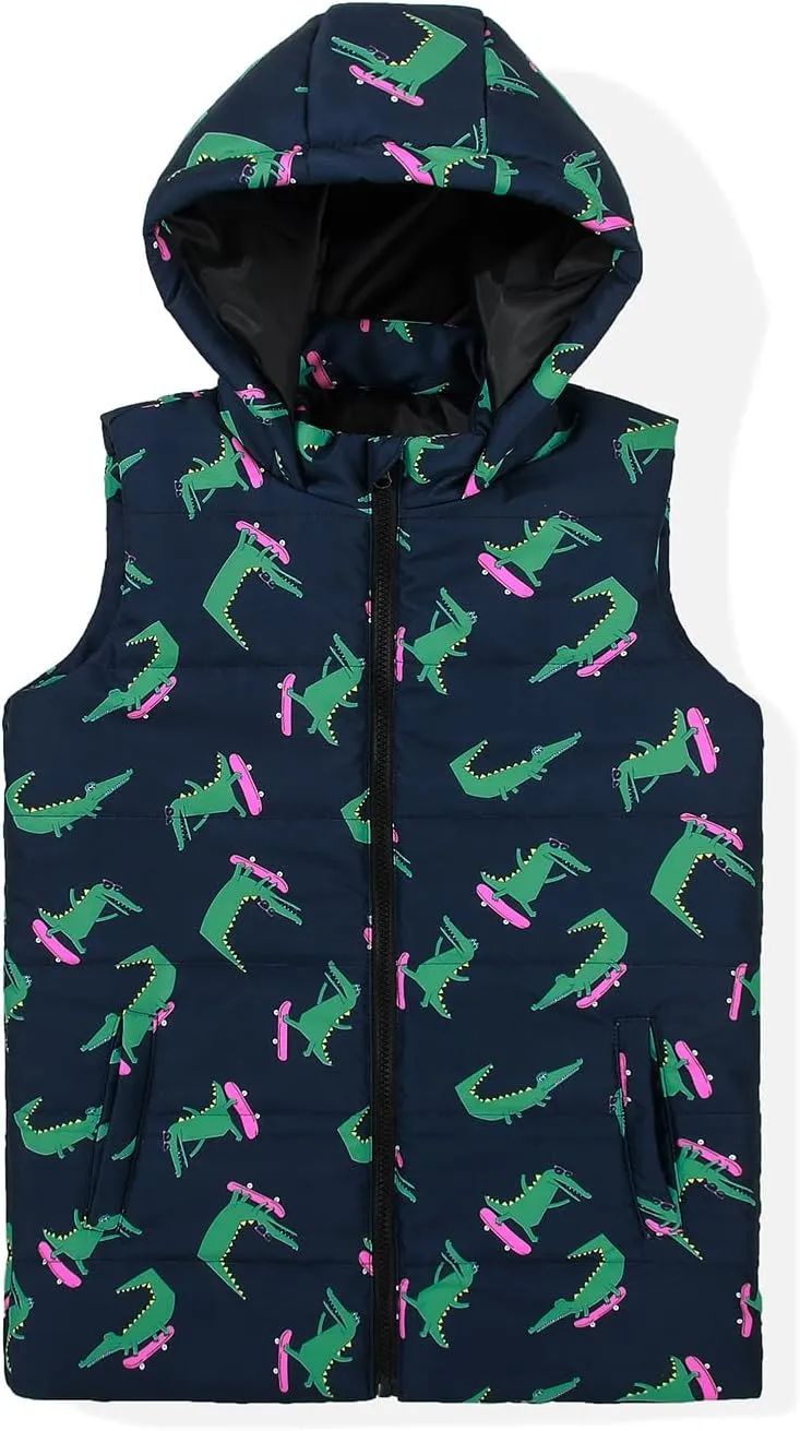 JOYSON Boys Sleeveless Puffer Vest Lightweight Padded Jacket Quilted Hooded Outwear Zipper Waistcoat