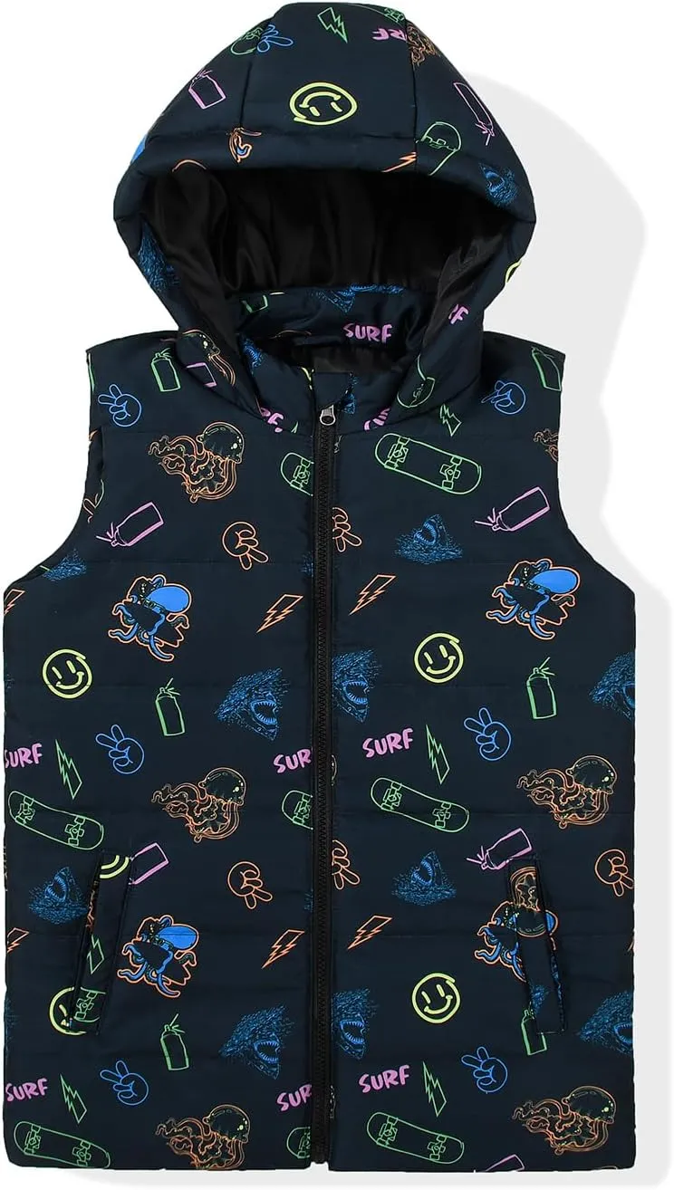 JOYSON Boys Sleeveless Puffer Vest Lightweight Padded Jacket Quilted Hooded Outwear Zipper Waistcoat