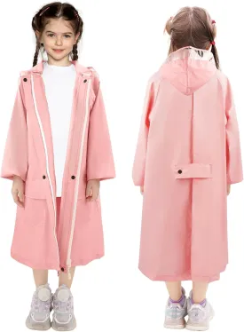 LAMA Kids Raincoat with Hood, Lightweight Raincoat for Girls, Kid Long Rain Jacket