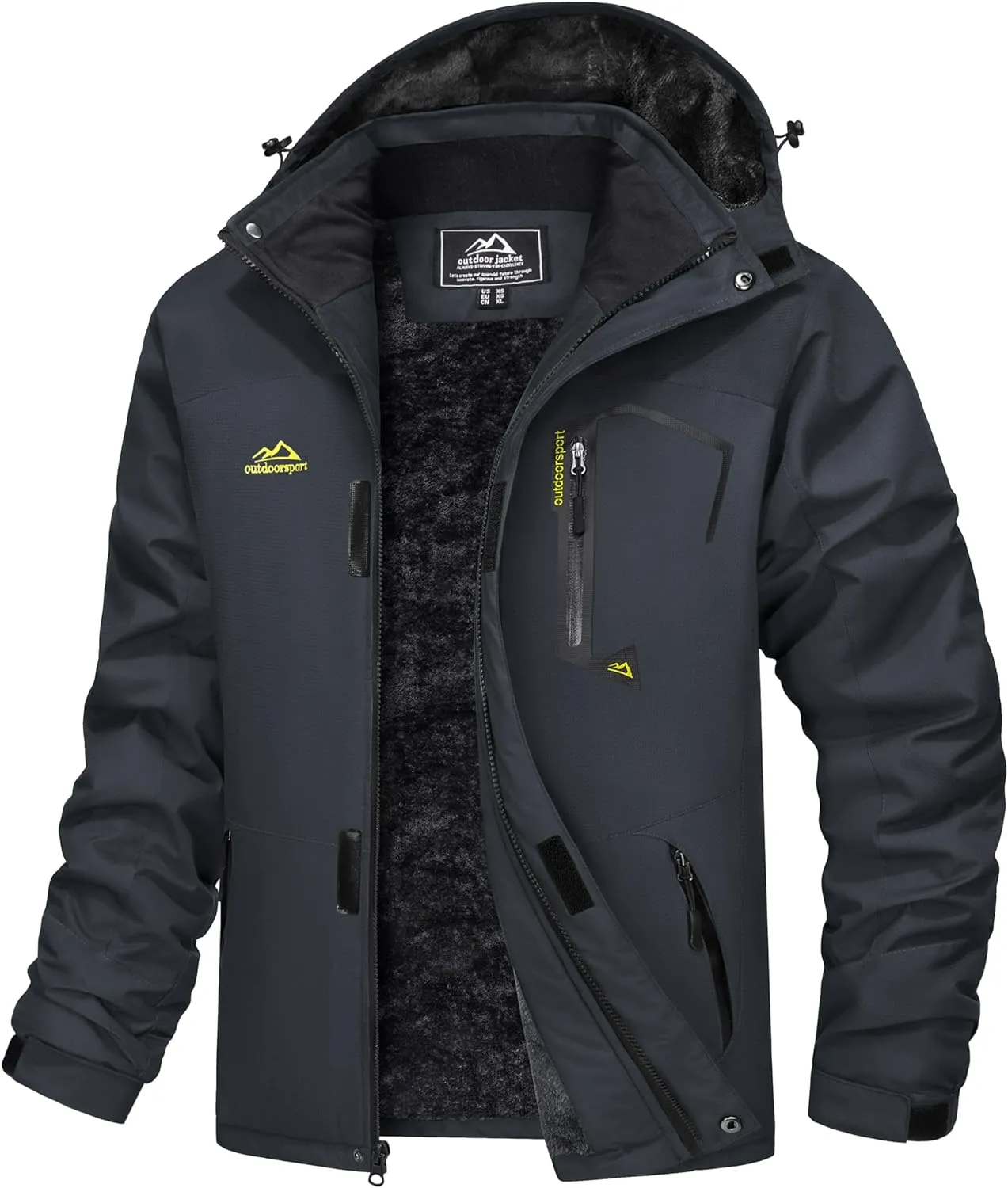 MAGCOMSEN Men's Winter Coats Water Resistant Ski Snow Jacket Warm Fleece Jacket Parka Raincoats With Multi-Pockets