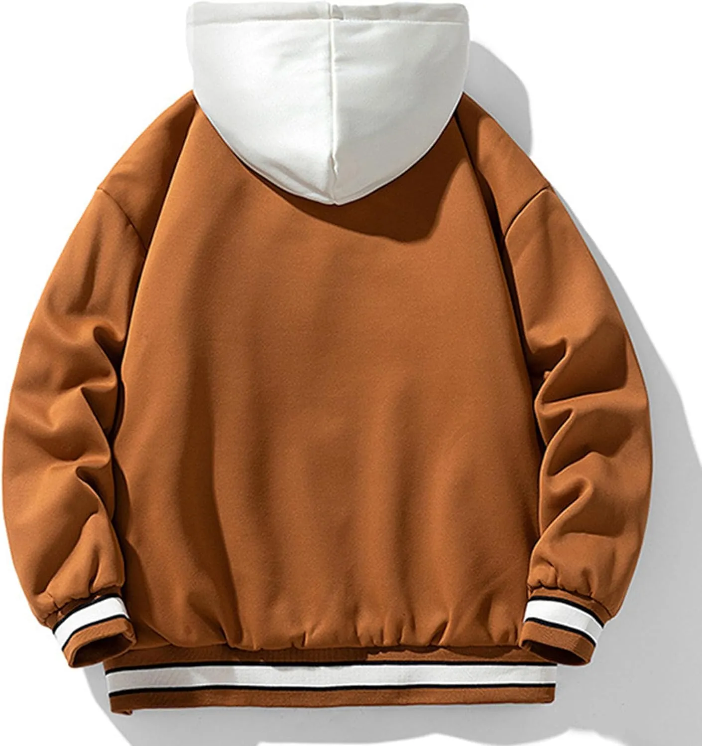 Men's Casual Varsity Jacket Hooded Vintage Lightweight Bomber Jackets Baseball Flight Hood Coat Windbreaker