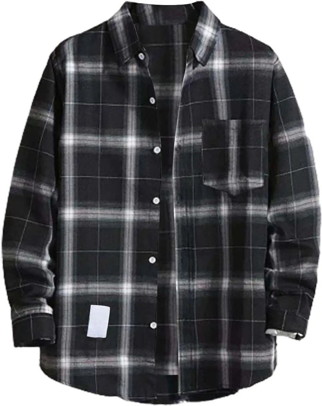 Mens Flannel Plaid Shirts Casual Thermal Checked Button Down Shirt Fall Winter Long Sleeve Hiking Travel Top Jackets