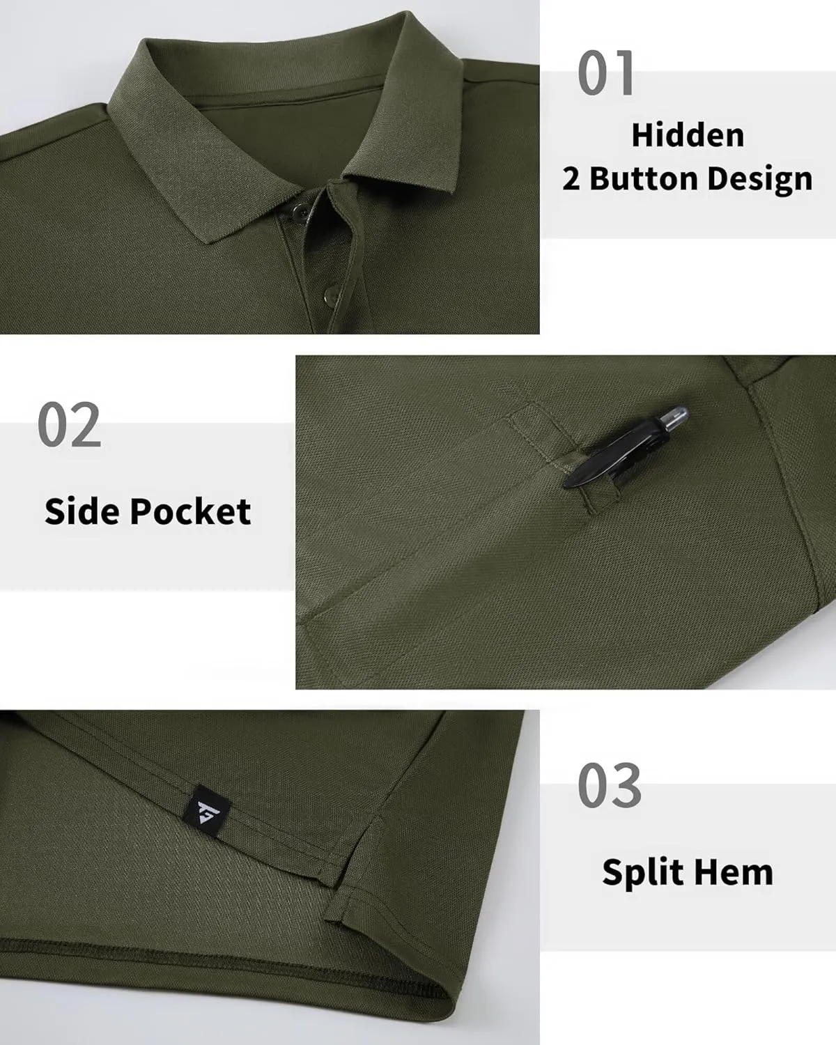 Men's Long Sleeve Polo Shirt Athletic Golf Polo Shirts for Men Quick-Dry Performance Casual Collared Shirts