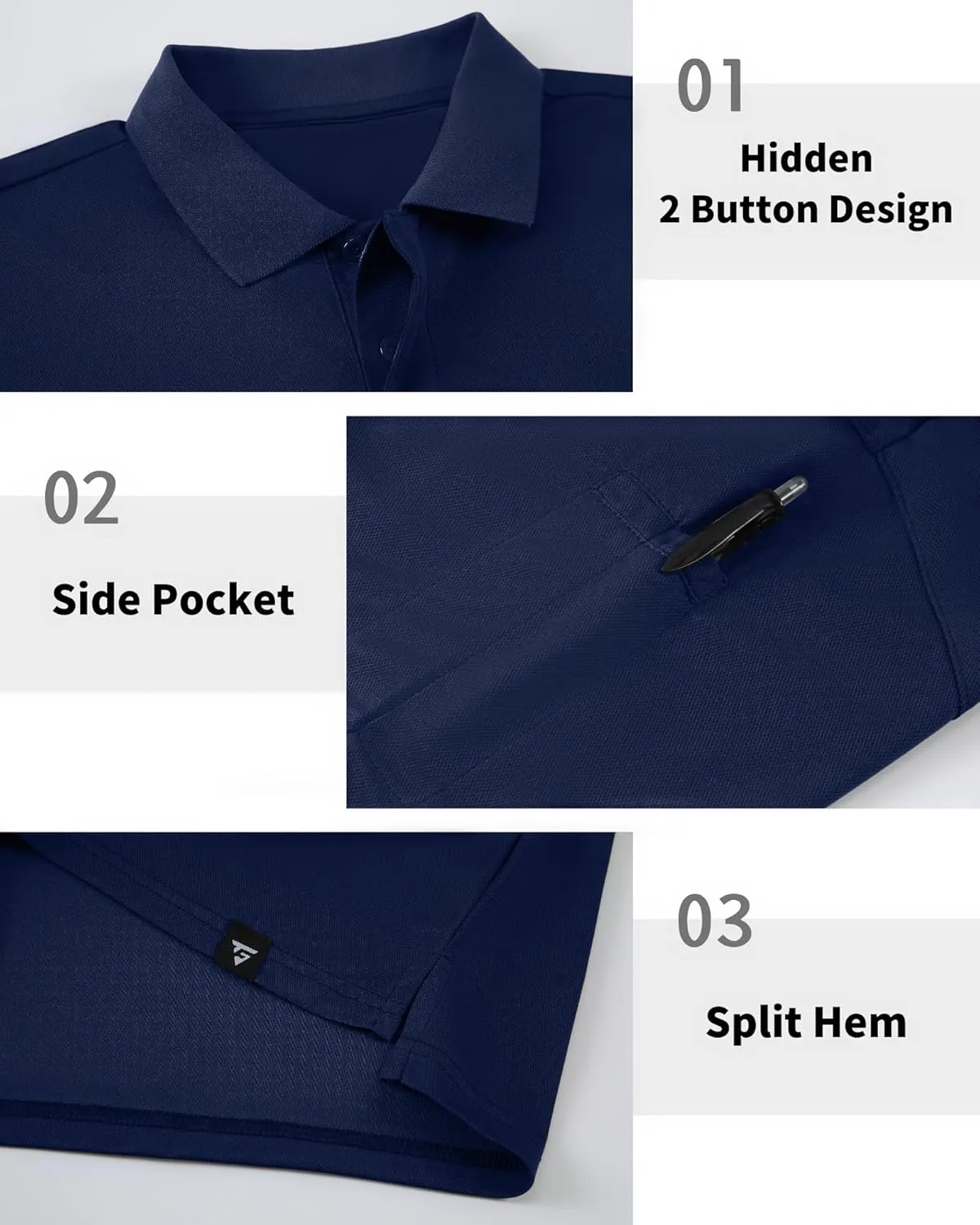 Men's Long Sleeve Polo Shirt Athletic Golf Polo Shirts for Men Quick-Dry Performance Casual Collared Shirts
