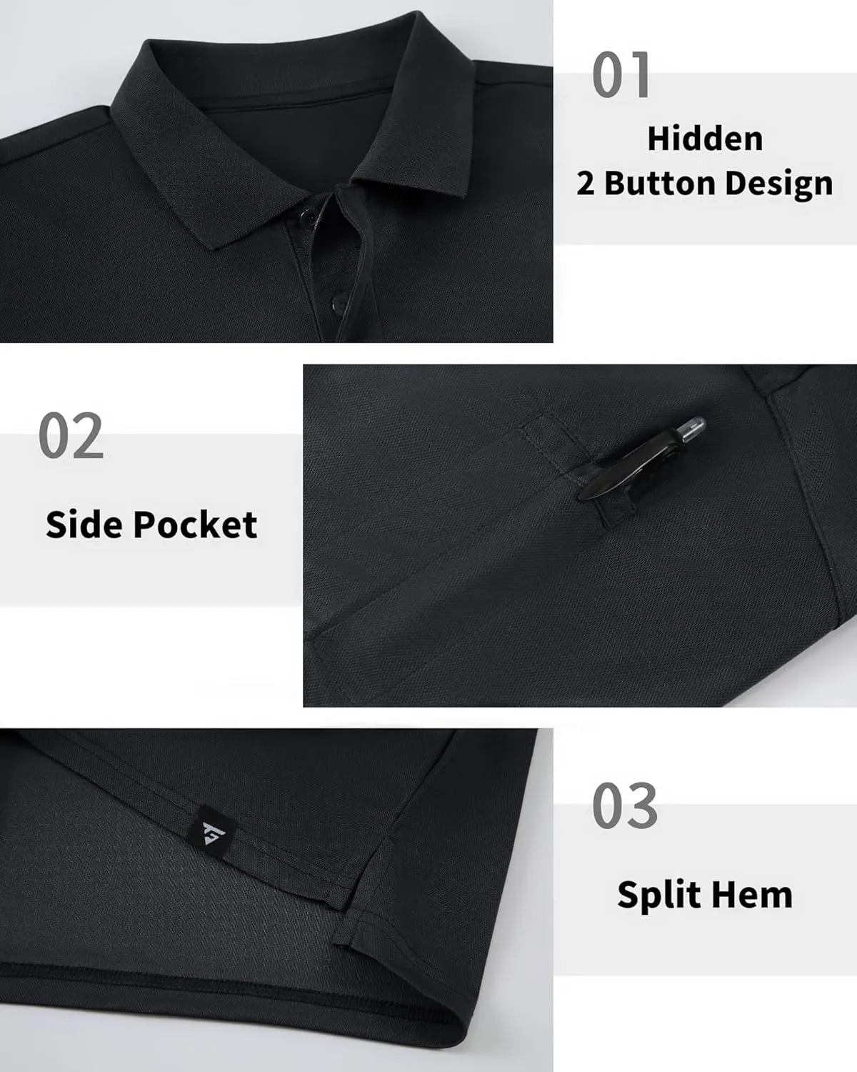 Men's Long Sleeve Polo Shirt Athletic Golf Polo Shirts for Men Quick-Dry Performance Casual Collared Shirts