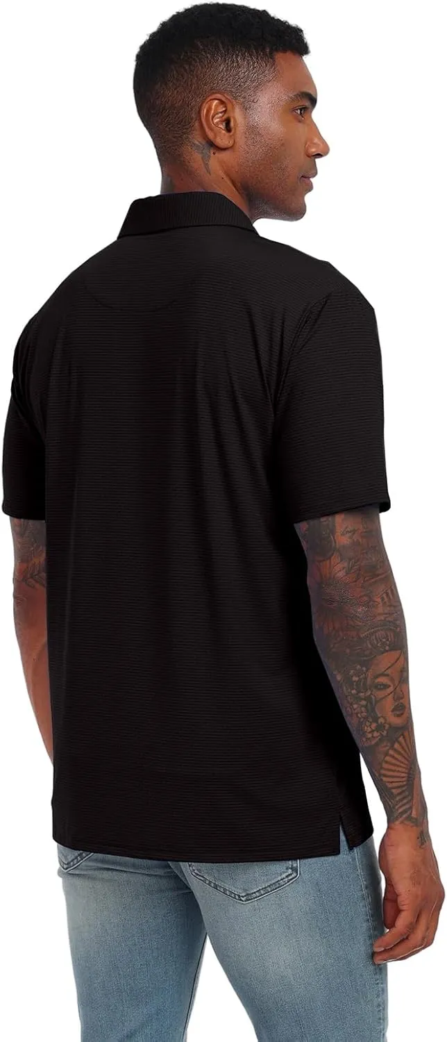 Men's Short Sleeve Polo Shirt Stretch Solid Performance Golf Shirts Moisture Wicking Athletic Casual Collared T-Shirt