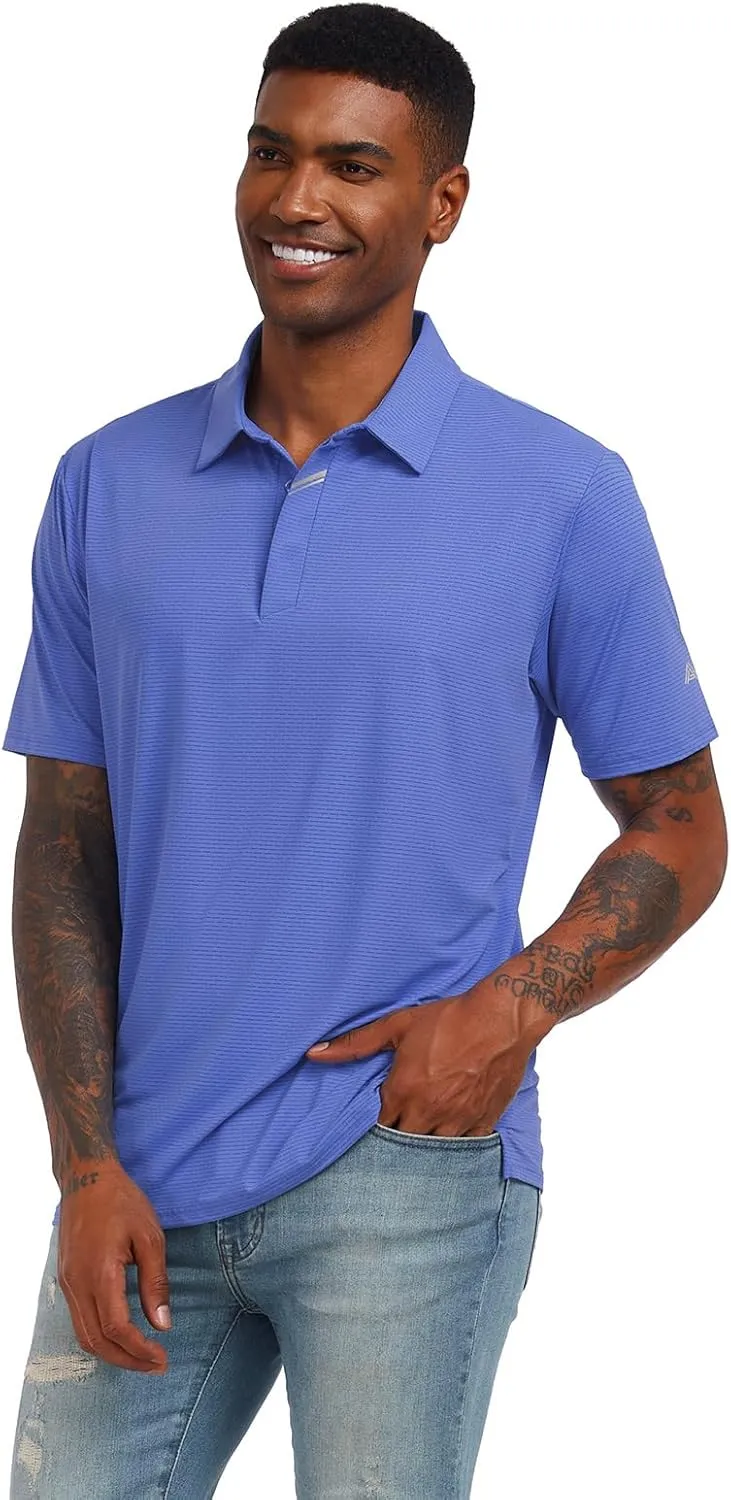 Men's Short Sleeve Polo Shirt Stretch Solid Performance Golf Shirts Moisture Wicking Athletic Casual Collared T-Shirt