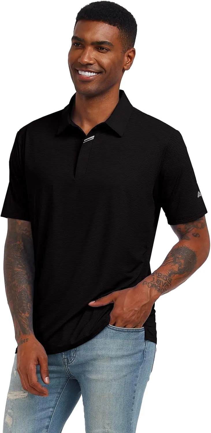 Men's Short Sleeve Polo Shirt Stretch Solid Performance Golf Shirts Moisture Wicking Athletic Casual Collared T-Shirt