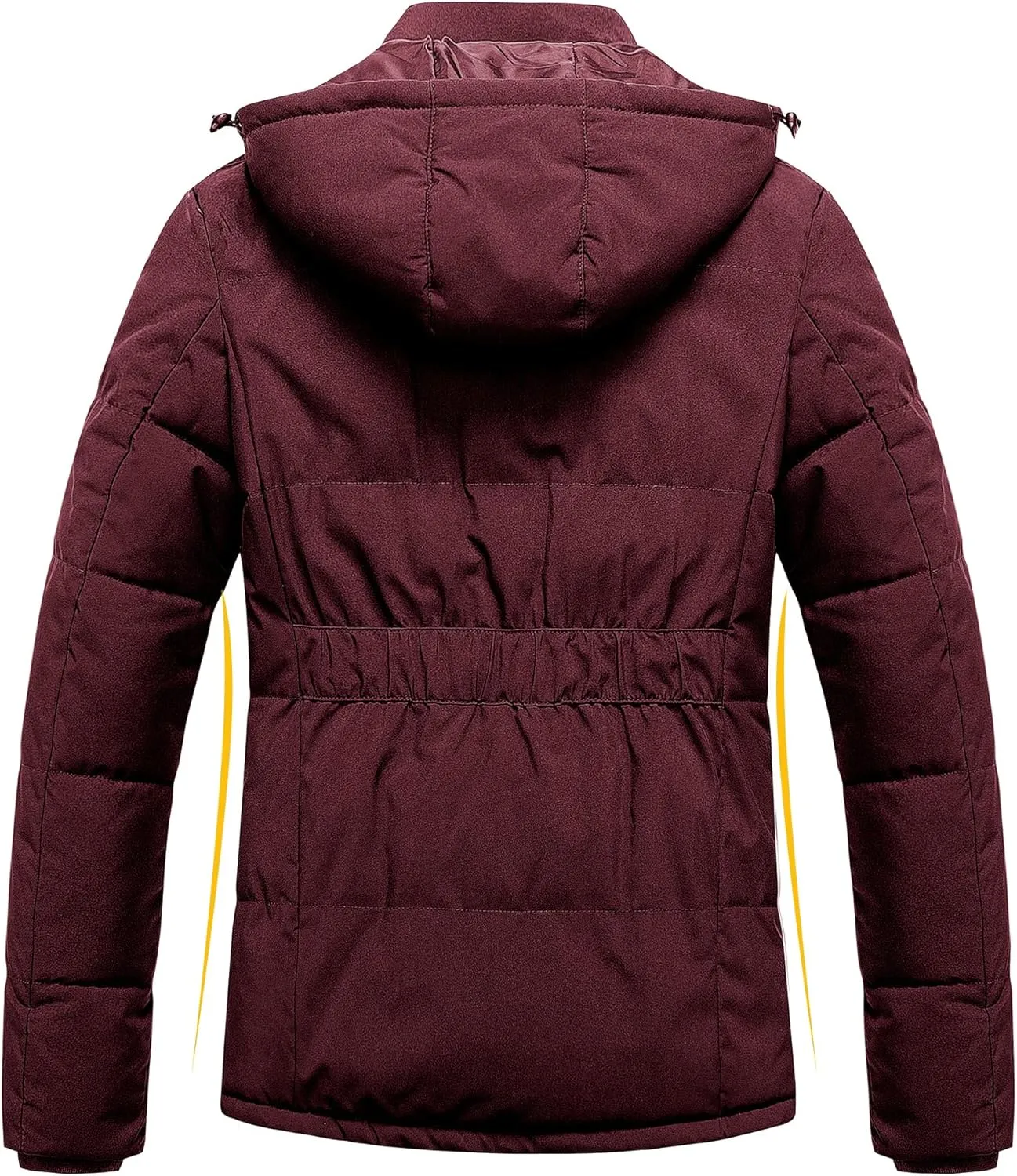 Pursky Women's Warm Winter Thicken Coat Waterproof Cropped Jackets Parka With Removable Hood
