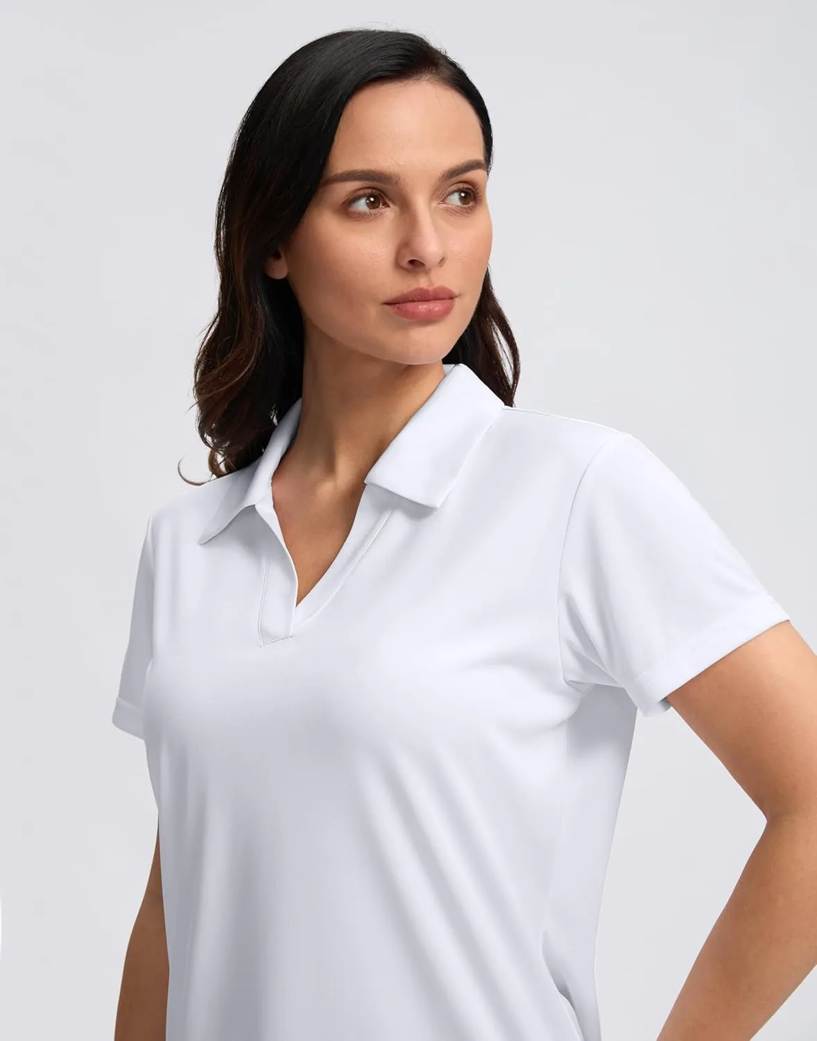SANTINY Women's Golf Shirt Collared V-Neck Casual Work Tennis Tops UPF50  Collared Polo Shirts for Women
