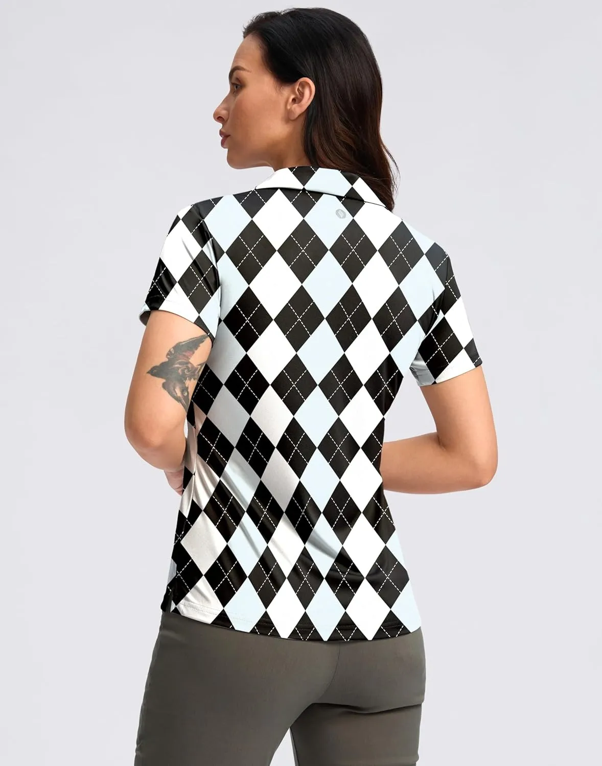 SANTINY Women's Golf Shirt Collared V-Neck Casual Work Tennis Tops UPF50  Collared Polo Shirts for Women