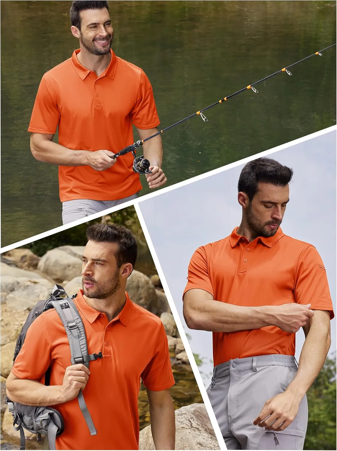 TACVASEN Mens Polo Shirt Short Sleeve Tactical Performance Collared Work Golf Shirts Dry Fit Pique Polos for Summer