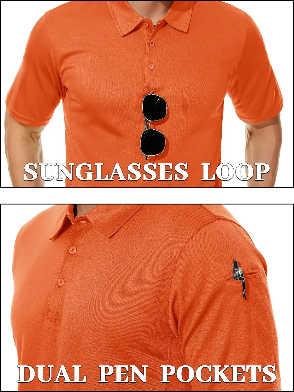 TACVASEN Mens Polo Shirt Short Sleeve Tactical Performance Collared Work Golf Shirts Dry Fit Pique Polos for Summer
