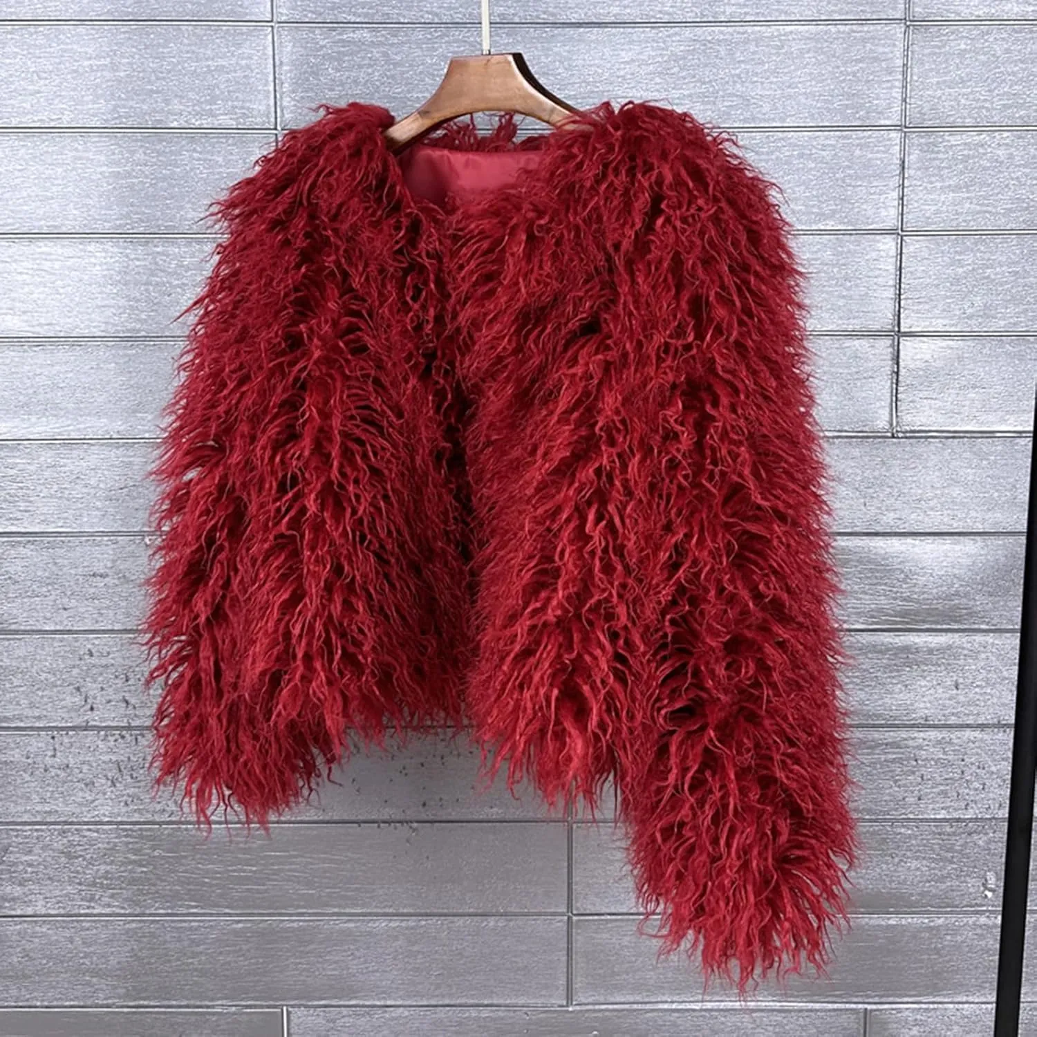 Vintage Women's Fluffy Faux Fur Jackets with Long Sleeve,Winter Warm Outwear Parka Coat