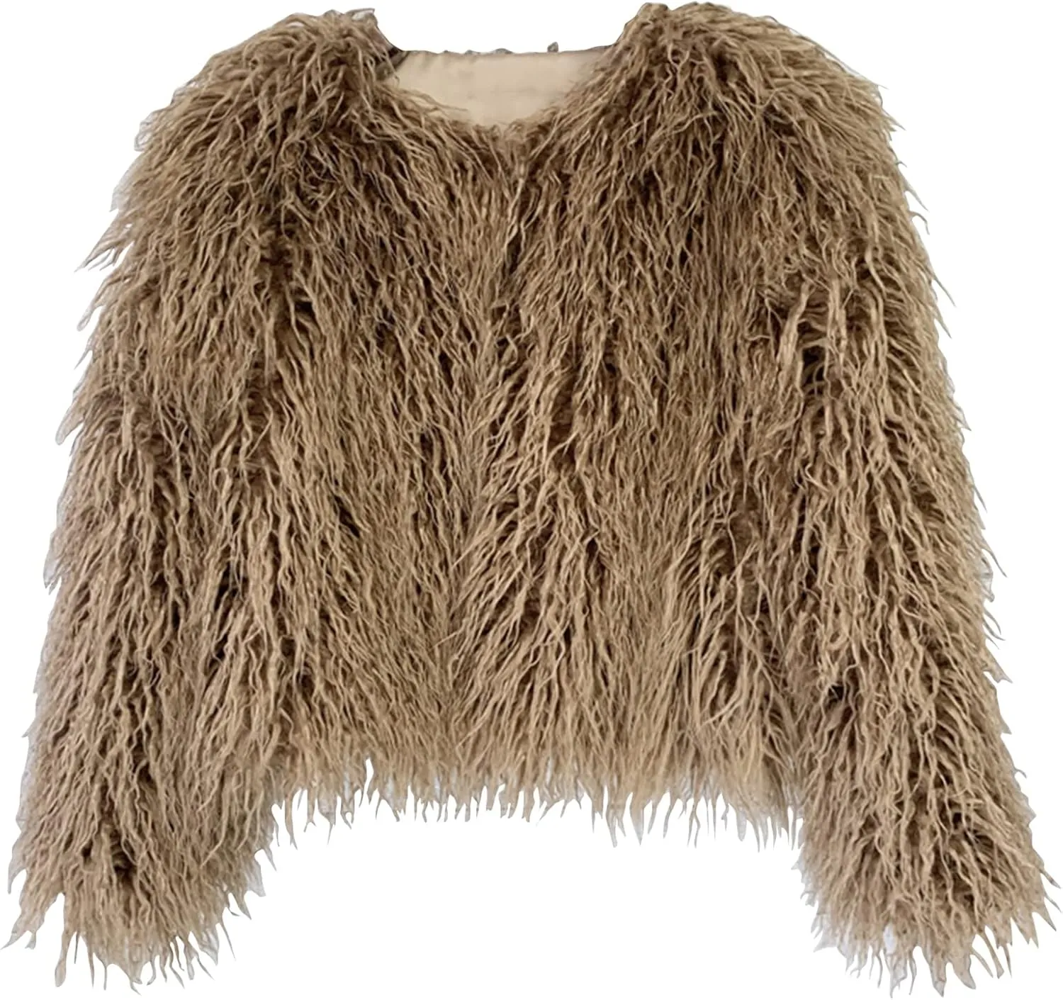 Vintage Women's Fluffy Faux Fur Jackets with Long Sleeve,Winter Warm Outwear Parka Coat