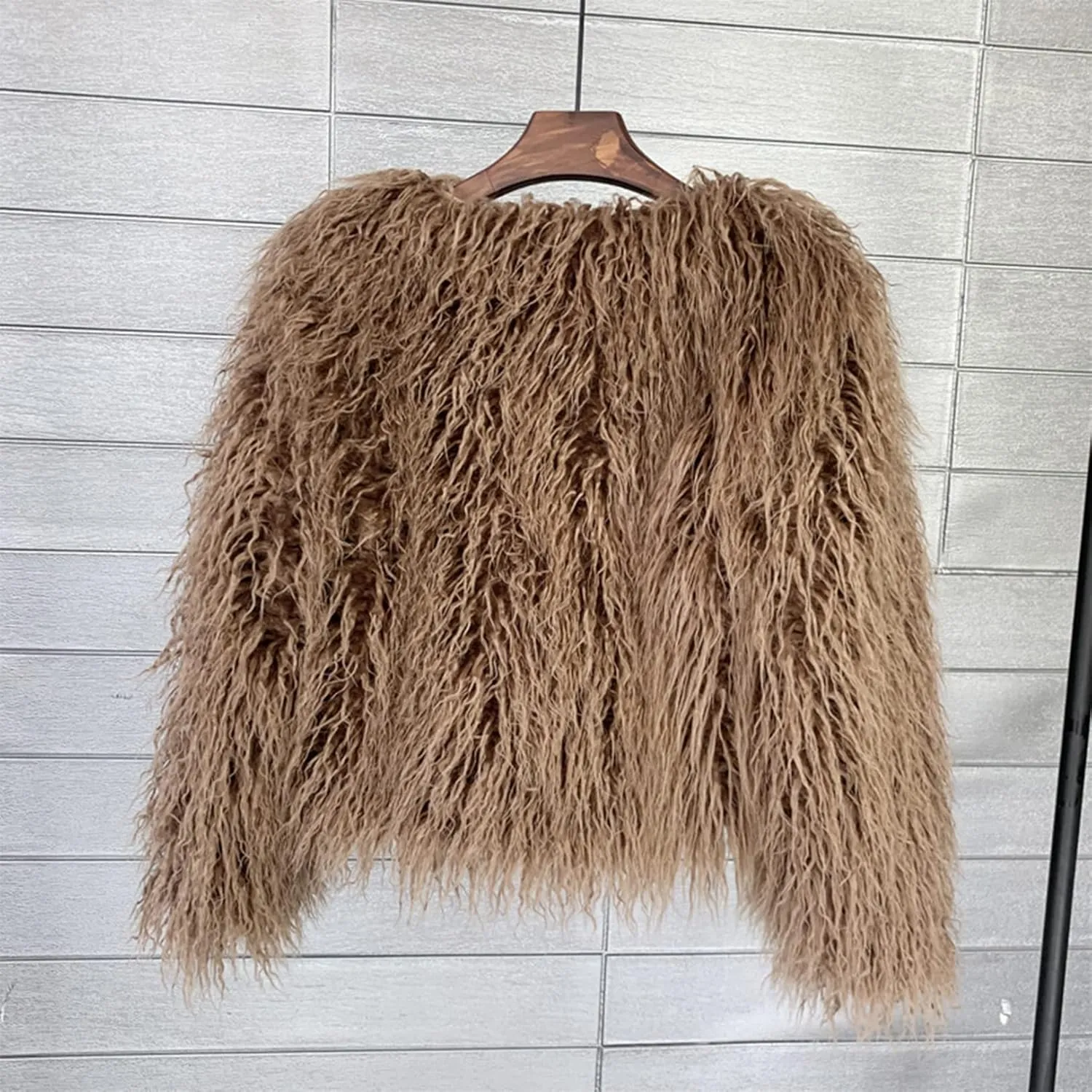 Vintage Women's Fluffy Faux Fur Jackets with Long Sleeve,Winter Warm Outwear Parka Coat