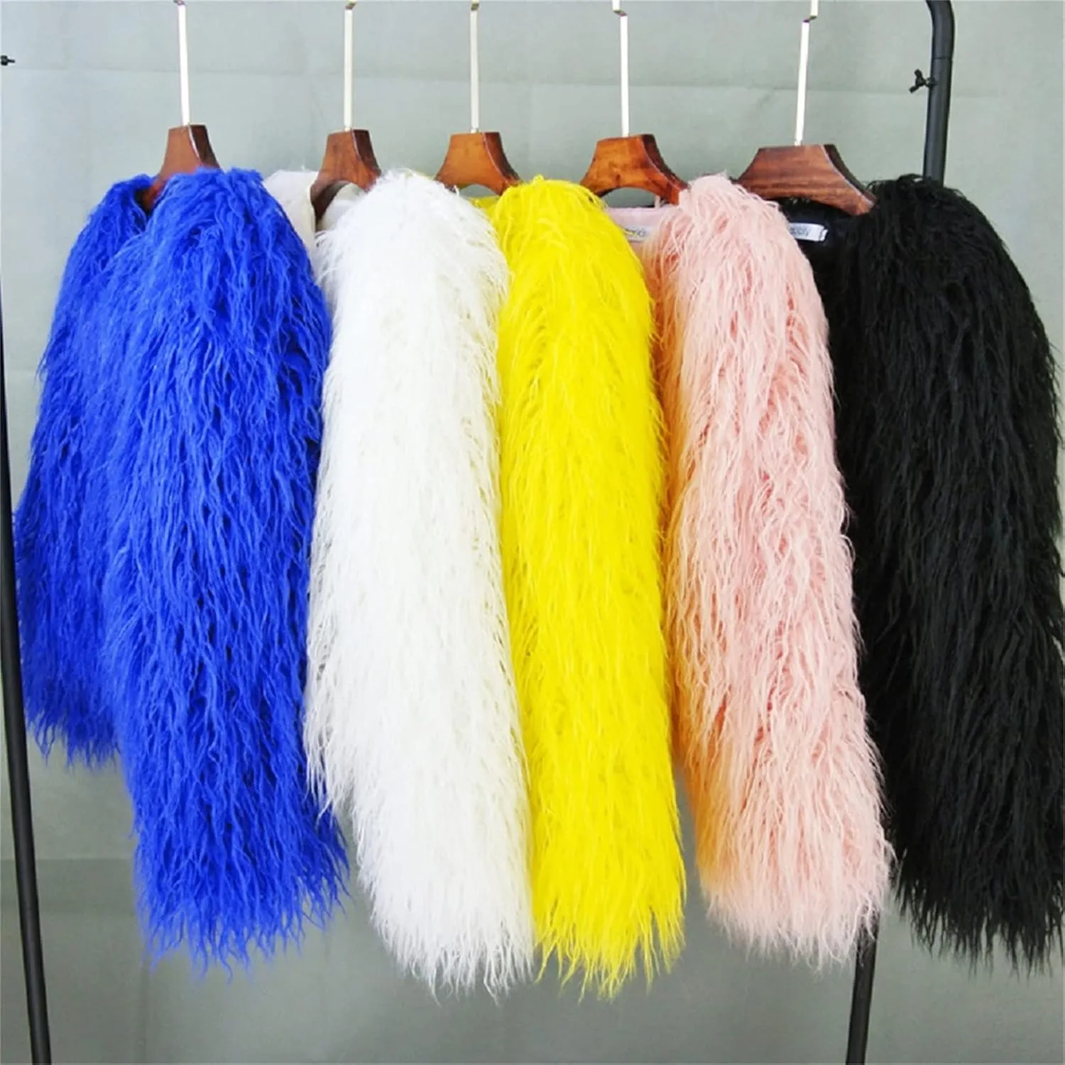 Vintage Women's Fluffy Faux Fur Jackets with Long Sleeve,Winter Warm Outwear Parka Coat