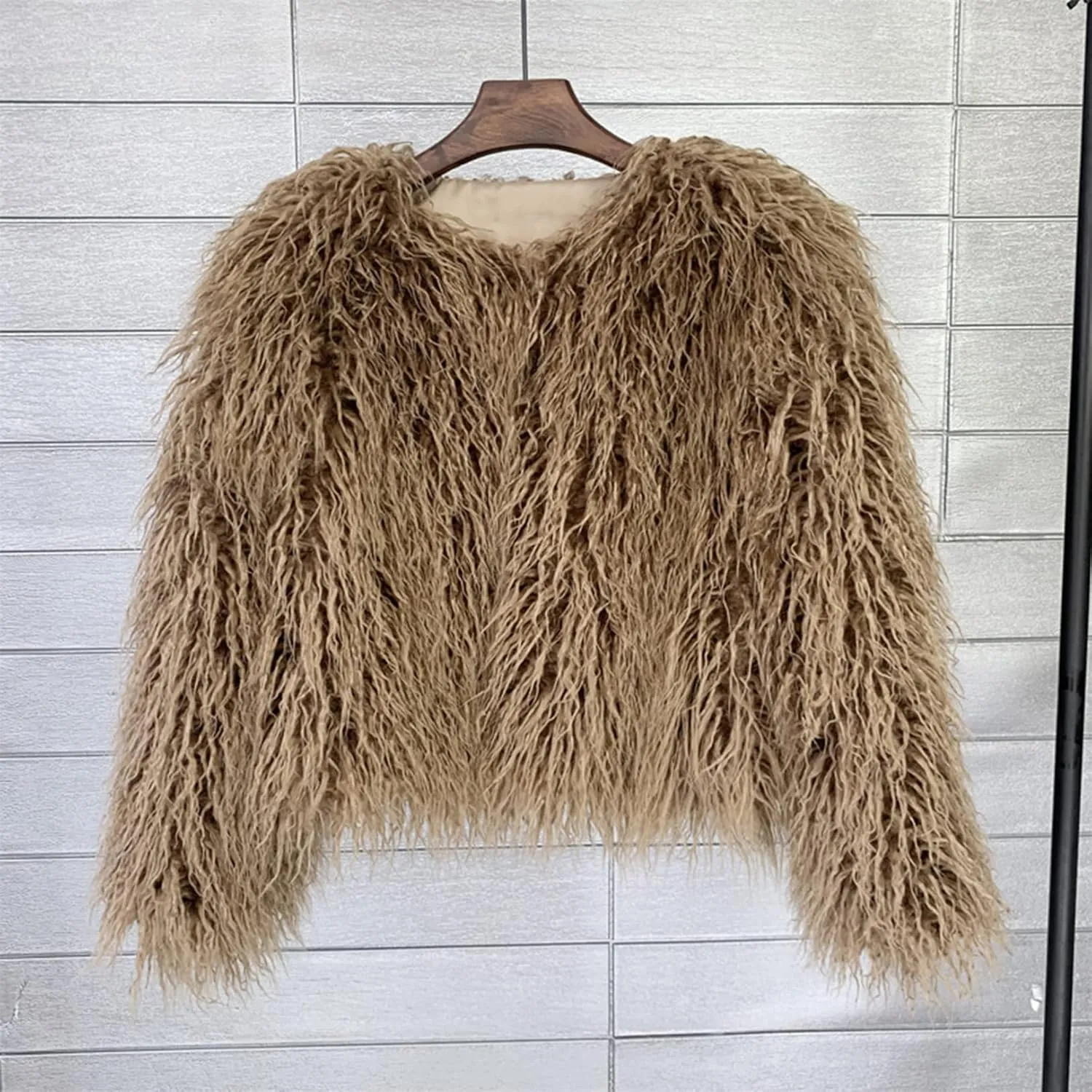 Vintage Women's Fluffy Faux Fur Jackets with Long Sleeve,Winter Warm Outwear Parka Coat