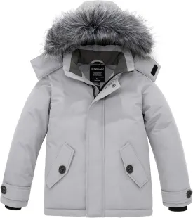 wantdo Boys' Winter Coat Waterproof Puffer Jacket Fleece Parka Hooded