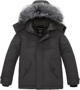 wantdo Boys' Winter Coat Waterproof Puffer Jacket Fleece Parka Hooded