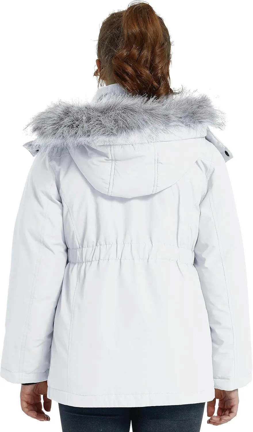 wantdo Girl's Winter Coat Warm Fleece Puffer Jacket Waterproof Parka with Faux Fur Hood