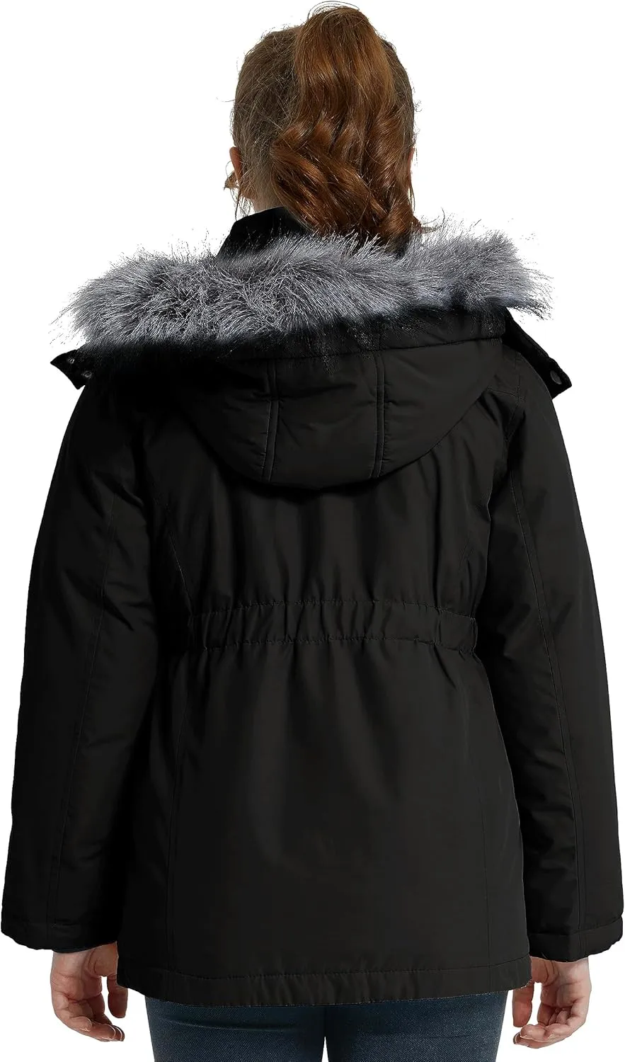wantdo Girl's Winter Coat Warm Fleece Puffer Jacket Waterproof Parka with Faux Fur Hood