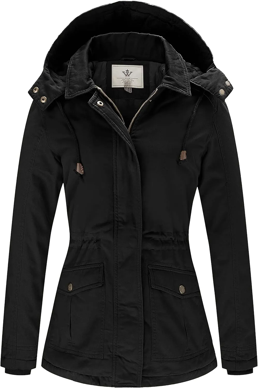 WenVen Women's Winter Thicken Cotton Coat Warm Parka Jacket with Removable Hood