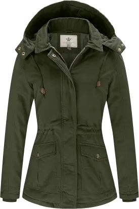 WenVen Women's Winter Thicken Cotton Coat Warm Parka Jacket with Removable Hood
