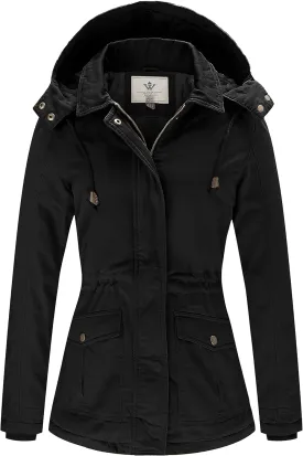 WenVen Women's Winter Thicken Cotton Coat Warm Parka Jacket with Removable Hood