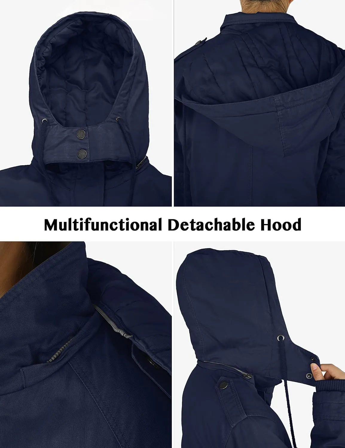 WenVen Women's Winter Thicken Cotton Coat Warm Parka Jacket with Removable Hood