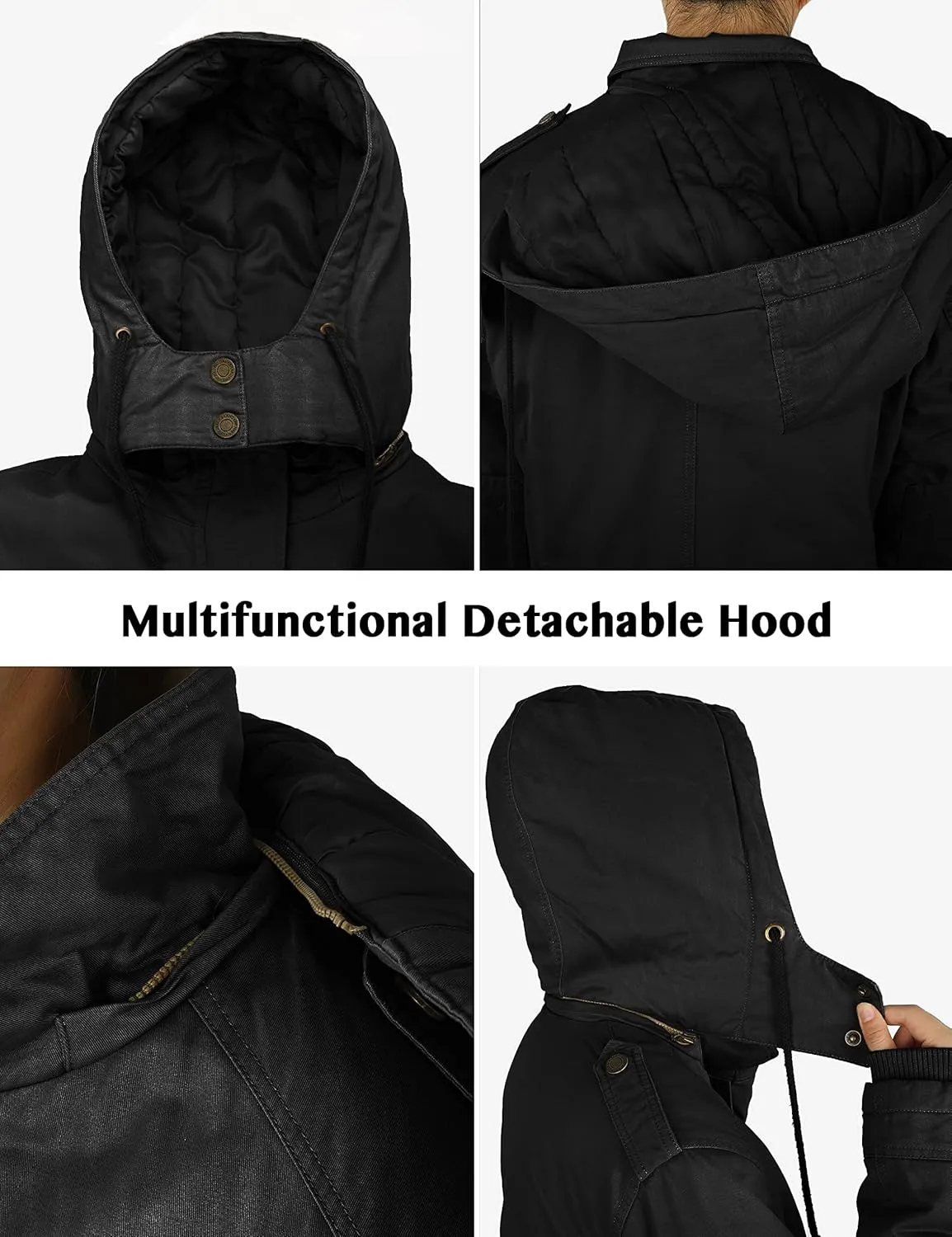 WenVen Women's Winter Thicken Cotton Coat Warm Parka Jacket with Removable Hood
