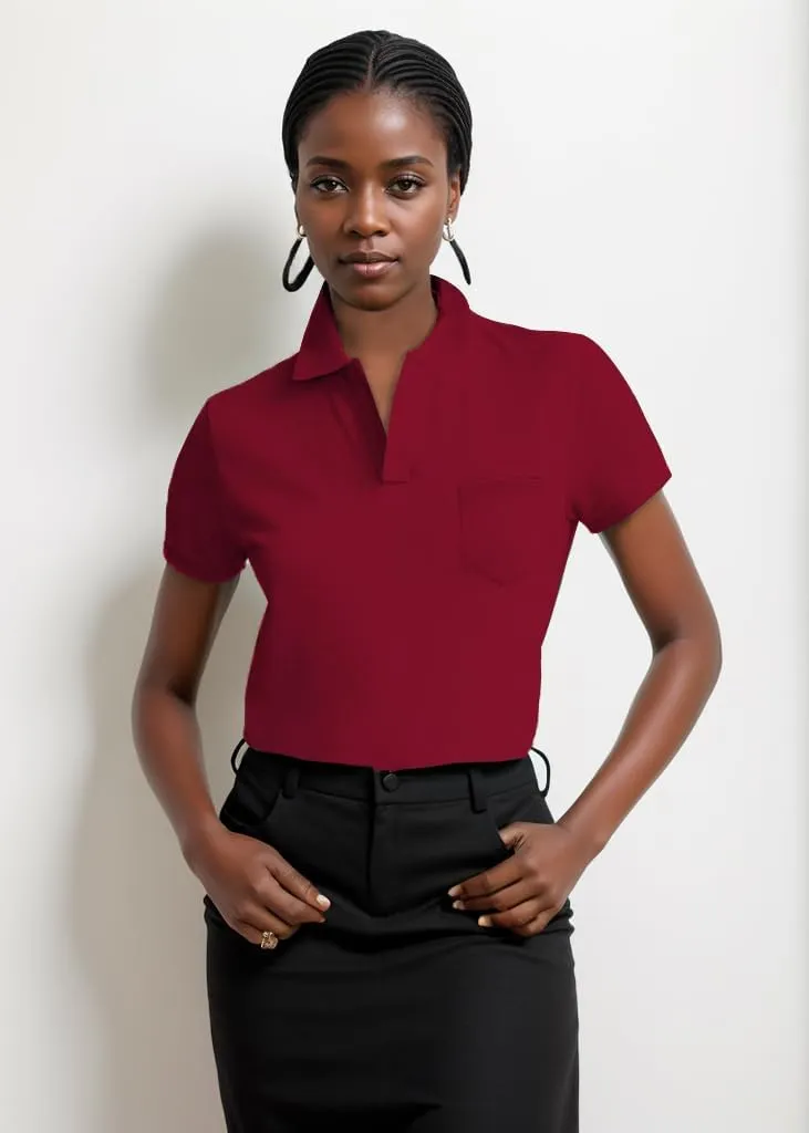 Women's Polo Shirts Collared Work Tops Short Sleeve Business Casual Dressy Blouses Summer Tops with Pocket