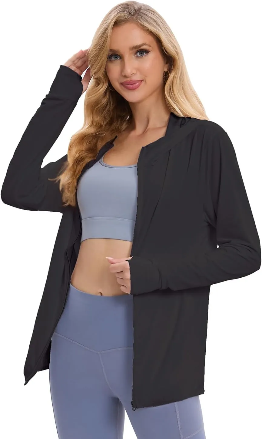 Women's UPF 50  Sun Protection Jacket Long Sleeve Hooded Sun Shirt for Outdoor Sports (with pockets)