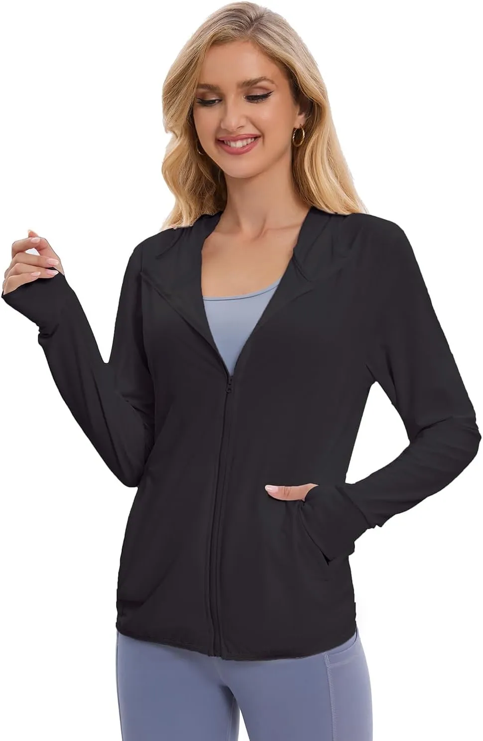 Women's UPF 50  Sun Protection Jacket Long Sleeve Hooded Sun Shirt for Outdoor Sports (with pockets)