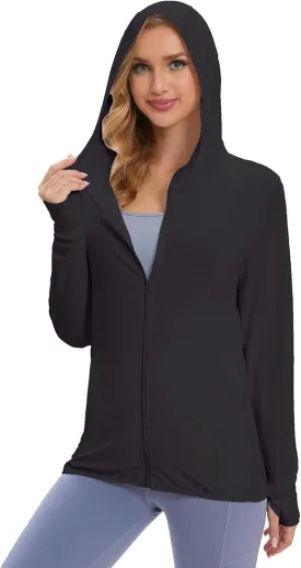 Women's UPF 50  Sun Protection Jacket Long Sleeve Hooded Sun Shirt for Outdoor Sports (with pockets)