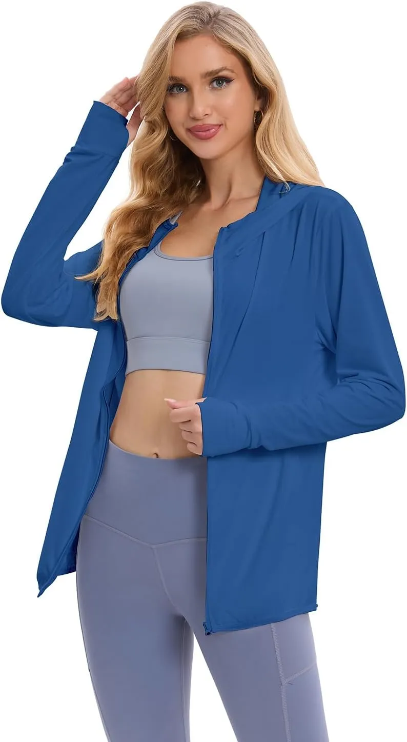 Women's UPF 50  Sun Protection Jacket Long Sleeve Hooded Sun Shirt for Outdoor Sports (with pockets)